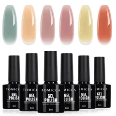 新品 TOMICCA カラージェル ジェル ネイルアート6色 8ml 透け感あり UV・LED対応 夏 ポリッシュタイプ ジェルネイル セット 初心者＆プロ適用のサムネイル