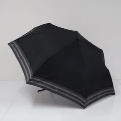 折りたたみ傘 LANVIN en Bleu ランバン オン ブルー USED美品 メンズ 自動開閉 ボーダー グラス骨 ブラック 55cm FS9261のサムネイル