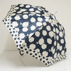 耐風傘 Pierre Cardin ピエールカルダン USED美品 ネイビー フラワー かわいい おしゃれ グラス骨 ジャンプ 60cm A3238のサムネイル