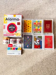 ニンテンドー　Nintendo Alarmo ・スーパーマリオトランプ6種　・Nintendo Labo マスキングテープ４種　目覚まし時計　トランプ　マスキングテープ　任天堂　スーパーマリオ　文房具　キャラクターグッズのサムネイル