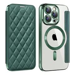 【新品】 MuZiF iPhone 15 Pro Max 用 ケース 手帳型 Magsafe対応 クリア 背面 透明 キルティング 高級なPUレザー スマホケース カード収納 おしゃれ 韓国 人気財布型 カバー 軽量 アイフォン15 Pro Max 用 手帳カ
