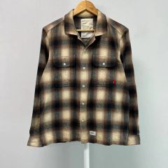 XL 22SS ダブルタップス ストライプ フランネル ベースボール シャツ