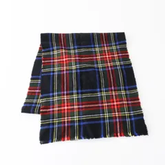 美品 ジョンストンズ Johnstons of Elgin タータンチェック ウール マフラー＼ブラック ストール スコットランド製【2400014984392】のサムネイル