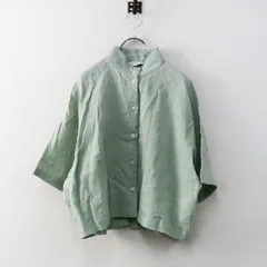 美品 セット SETTO FEELING SHIRT フィーリングシャツ スタンドカラー F＼ライトグリーン ブラウス リネン 半袖 ラグラン【2400014981759】のサムネイル