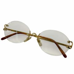 Cartier カルティエ リムレスメガネ 18金メッキ 度なしレンズ ケース付 