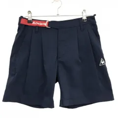 【美品】ルコックゴルフ ショートパンツ ネイビー×レッド 調整ベルト付 ロゴ刺しゅう レディース 9 ゴルフウェア le coq sportifのサムネイル