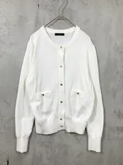 美品 allureville アルアバイル 金ボタン 長袖 レーヨン ポケットクルー カーディガン size2/白 ■■◎レディースのサムネイル