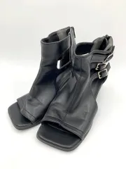 HARE ハレ ベルト ヒール カットアウトブーサン モード系 フェイクレザー ストレッチ サンダル sizeM/黒 ■■ レディース