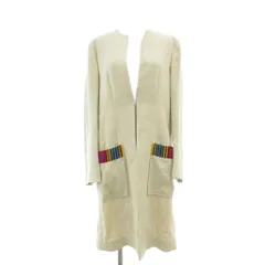 エトロ ETRO タグ付き コート ミドル丈 ジャケット 絹 シルク 38 ベージュ ノーカラー 長袖 ポケット装飾 /MG ■ECD004のサムネイル