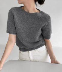 OHGA 半袖 洗えるニット 美品 OHGA オーガ 半袖ニット サマーニット グレー フリーサイズ 春夏