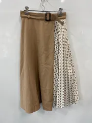 ピ988⚫︎NATURAL BEAUTY BASIC⚫︎ナチュラル ビューティー ベーシック⚫︎フレアスカート⚫︎ミモレ丈⚫︎ドッキングデザイン⚫︎Size S⚫︎ベージュ×白のサムネイル