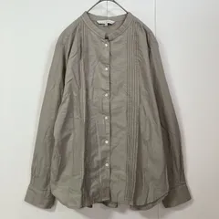 LILASIC リラシク バンドカラー 長袖 ピンタックブラウス サイズM  コットン100％くすみグレー　　　　T-404のサムネイル