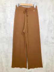 nano universe ナノユニバース ウエストゴム ストレート ロング ニット パンツ sizeF/茶 ■■ レディース