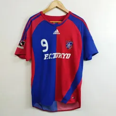 FC東京 adidas アディダス ユニフォームデザイン トレーニングシャツ 背番号 9 サッカー ゲームシャツ Jリーグ 日本製 古着 ブルー レッド XO サポーターグッズ E848