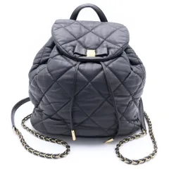 Salvatore Ferragamo (サルヴァトーレ フェラガモ) ヴァラ キルティングバックパック リュックサック ブラック レザー ゴールド金具のサムネイル
