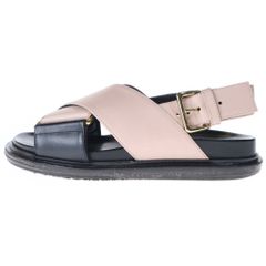 美品】MARNI フスベット クロスベルトサンダル ネイビー×ブラウン 37