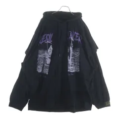 RAF SIMONS (ラフシモンズ) 22SS HOODIE DOUBLED WITH PRINTED T-SHIRT レイヤードデザイン オーバーサイズドッキング プルオーバーパーカー ブラック 221-175Bのサムネイル