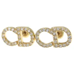 Christian Dior (クリスチャンディオール) CDロゴ ラインストーン スタッドピアス ゴールドのサムネイル