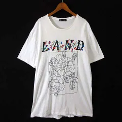 ベルシュカ Bershka チュニック Tシャツ カットソー フラワー 刺繍 英字 プリント コットン 半袖 XL オフ白 マルチカラー 大きいサイズのサムネイル