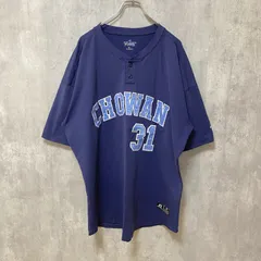 RUSSELL　ラッセル　半袖ベースボールシャツ　カレッジシャツ　ネイビー　刺繍　ビッグシルエット　XLサイズ　古着【値引き交渉OK！】のサムネイル