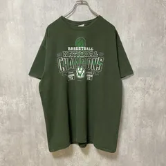 GILDAN　NCAA　NATIONAL CHAMPIONS　バスケ　半袖プリントTシャツ　緑　グリーン　スポーツ　古着【値引き交渉OK！】