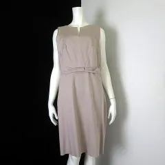 キャロル CAROLL ワンピース キーネック コットン ストレッチ ノースリーブ L 42 ピンクベージュ