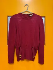 Y【Y9-71】◇ Salvatore Ferragamo　サイズ不明　セーター　赤色/バーガンディーのサムネイル