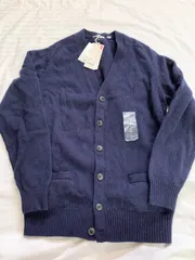 UNIQLO ラムVネックカーディガン セーター カーディガン 長袖  毛100% ネイビー M