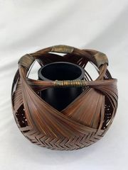 竹籠 d575【未使用】竹籠 手毬籠 小 オトシ付 掛置兼用 茶道具 - メルカリ