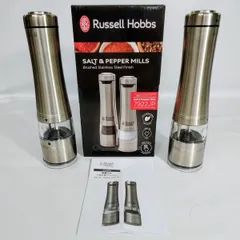 【開封済み・未使用】Russell Hobbs ラッセルホブス 電動ソルト＆ペッパーミル 7922JP 2本セット 「粗挽き」から「細挽き」まで無段階調整が可能　1個につき1.5V単3乾電池4本使用　作動確認済みです 《NO 01338》のサムネイル