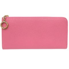 未使用BVLGARI ブルガリ レザー長財布 ロゴクリップ くすみピンク 