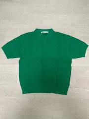 (新品) Bottega Veneta ボッテガヴェネタ 編み込み 半袖 カラーニット グリーン freeサイズのサムネイル