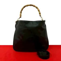極 美品 GUCCI グッチ オールドグッチ バンブー 2way レザー 本革 ショルダーバッグ ハンドバッグ トートバッグ ブラック 黒 68481のサムネイル