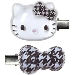 【新品】ハローキティ ぷっくりったいヘアクリップ2P 千鳥格子 KT-PUC-TC サンリオ まえがみクリップ  前髪クリップ キャラクター 髪留め ヘアアクセサリー ヘアアレンジのサムネイル