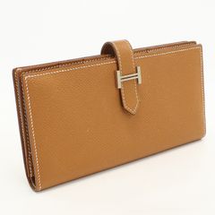 HERMES ベアン 長財布 三つ折り長財布 バイカラー ファスナープル破損