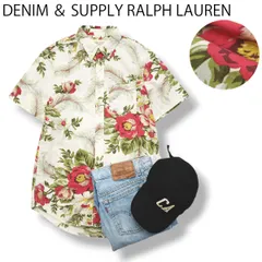 デニムアンドサプライ DENIM ＆ SUPPLY RALPH LAUREN 半袖 シャツ アロハシャツ カットソー XS 花柄 クリーム 白 x レッド 赤 x グリーン 緑  メンズのサムネイル