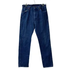 メキシコ製 Wrangler デニムパンツ W34 ブルー ラングラー ジップアップ 革パッチ アメカジ デニム ジーンズ 2605-477のサムネイル