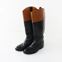 パランコ PALANCO レザー バイカラー ロングブーツ 36/ブラック 靴 約23.0cm シューズ ミッドカット【2400014976953】のサムネイル