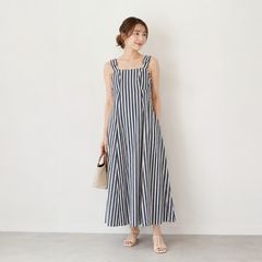 トゥモローランドコレクション　ボーダー サイドドレープワンピース　24SS トゥモローランドコレクション ボーダー サイドドレープワンピース