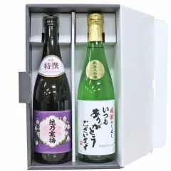 【本州送料無料】新潟銘酒ギフトセット「いつもありがとうございます」ラベル 加賀の井 純米大吟醸 越乃寒梅 特選 吟醸 720ml ２本 セット 父の日 記念日のサムネイル