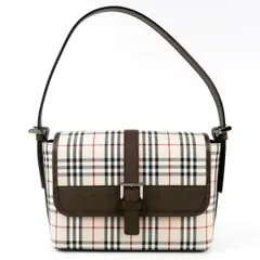 【超美品】BURBERRY バーバリー チェック ワンショルダーバッグ キャンバス×レザー ブランド鞄【UA99】のサムネイル