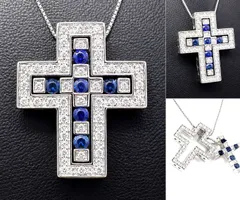 美品　DAMIANI　ダミアーニ　ベルエポック  S　K18　パヴェ ダイヤモンド サファイア ネックレス　公式定価139万　ベネチアン　プラチナ　男女のサムネイル