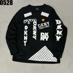 DKNY ブラック プリンティング 長袖 Tシャツ XLのサムネイル