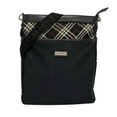 Burberry Black Label(バーバリーブラックレーベル) ショルダーバッグ - 黒×白×マルチ チェック柄 レザーのサムネイル