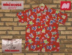 美品/80s】ミキハウス メン ポロシャツ デカロゴ 赤 M ヴィンテージ 