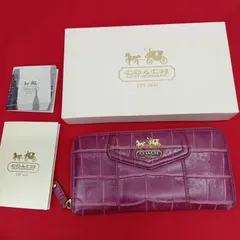 COACH 長財布 レディース ワインレッド クロコ型押し コーチのサムネイル
