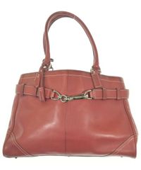 COACH コーチ ハンプトンズ ハンドバッグ レザー 赤 シグネチャー 希少 
