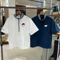 Malbon マルボンゴルフ メンズ 半袖ハーフジップシャツ ショートパンツ