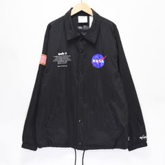 マークゴンザレス×NASAブラックナイロンコーチジャケットゆったり 