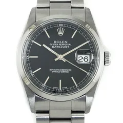 ロレックス Rolex 腕時計 デイトジャスト 16200 Y番 2002年製 ブラック文字盤 デイト SS 自動巻き 【中古】のサムネイル